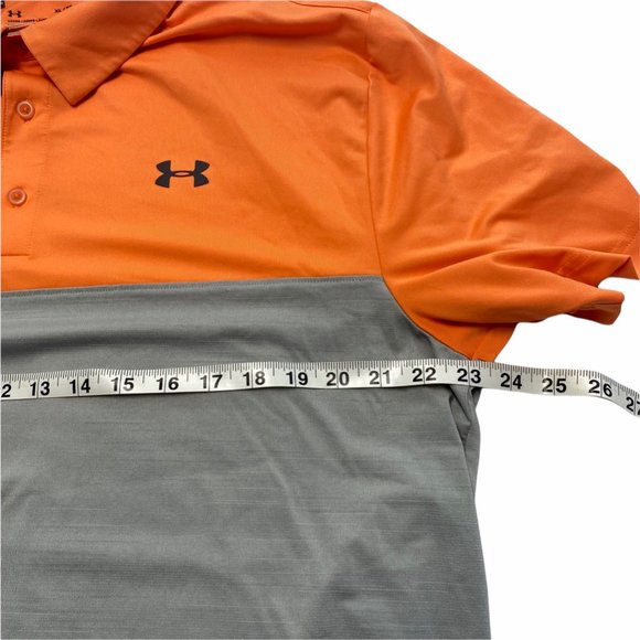 Under Armour Heat Gear Mens Activewear Polo Shirt Gray Colorblock Loose XL - Picture 4 of 6